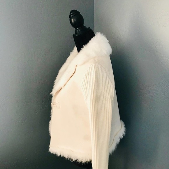 Montanaco Beige Faux Fur Sweater Jacket Size Small - Picture 4 of 6